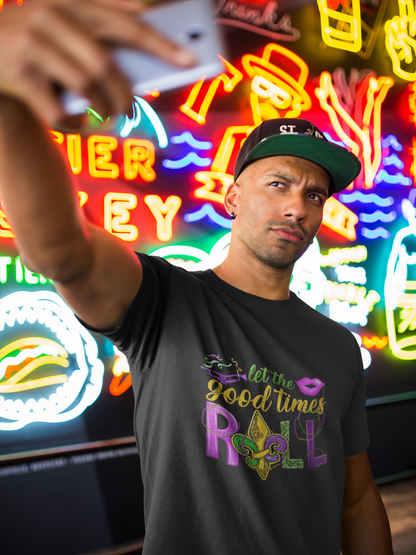 Let The Good Times Roll Mardi Gras Unisex Basic Softstyle Short-Sleeve T-Shirt