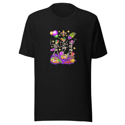 3-Skeleton Mardi Gras Unisex Staple Short-Sleeve T-Shirt